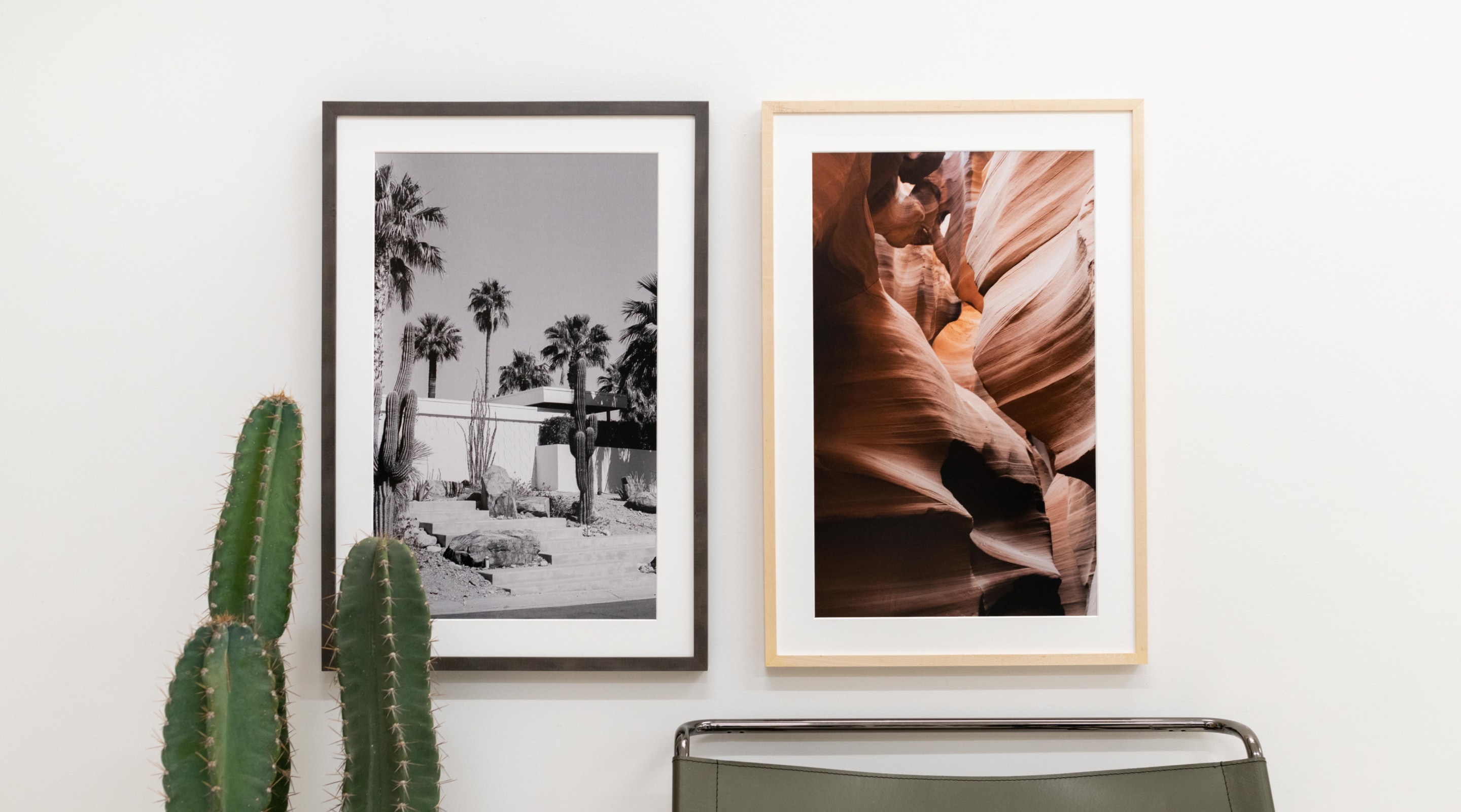 Two Framed Prints in Natural Maple and Gray Cherry