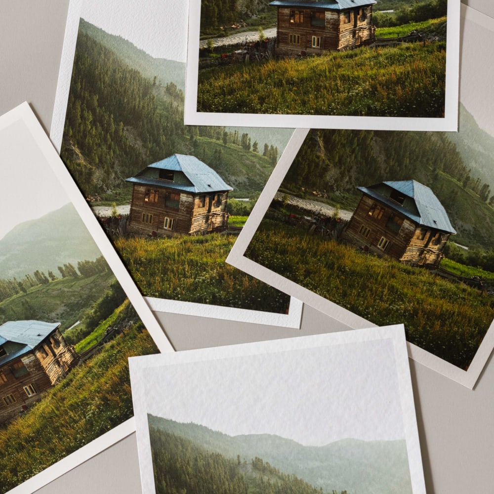 Close up of five different fine art papers