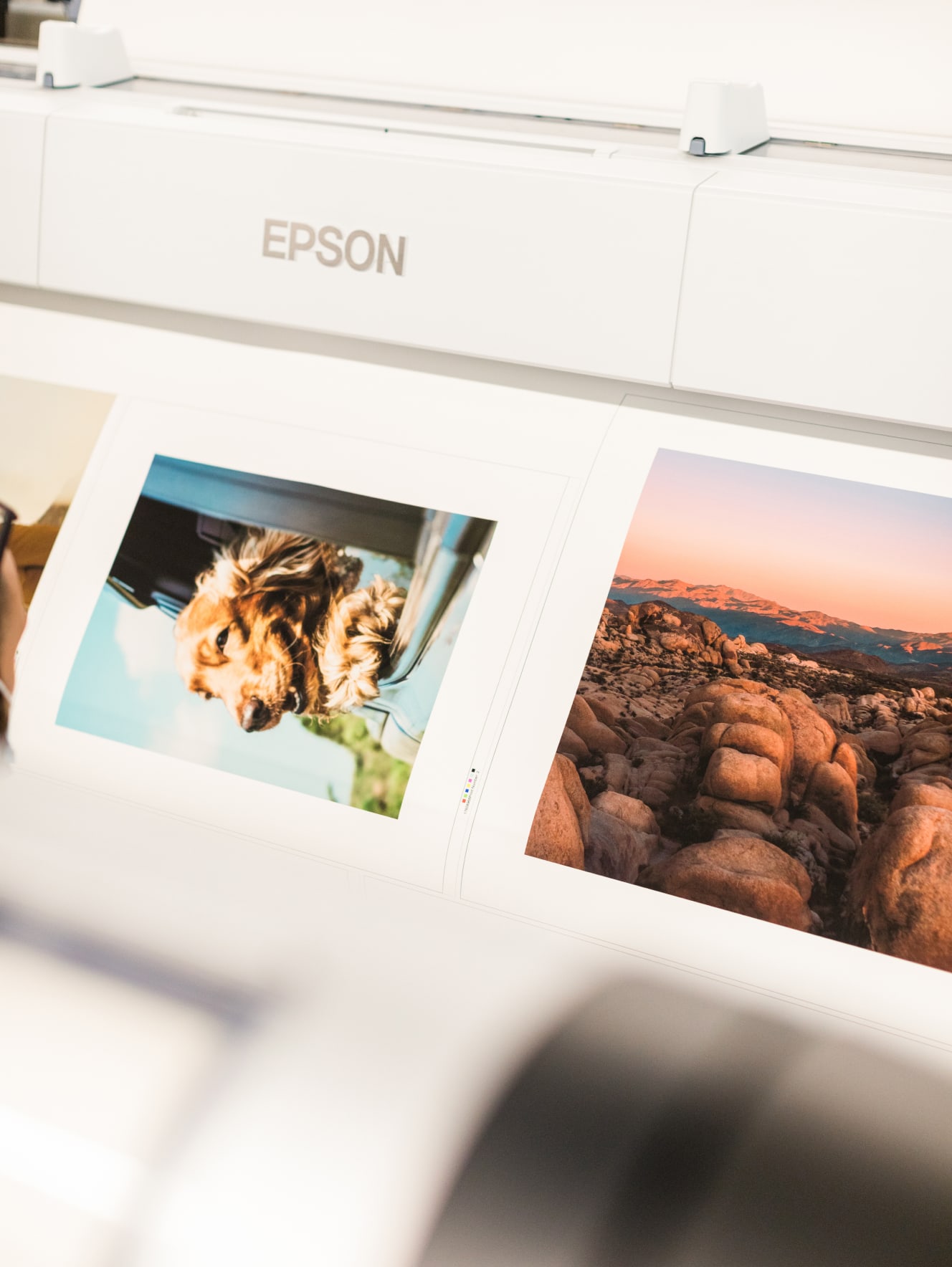 Close up of fine art prints being printed